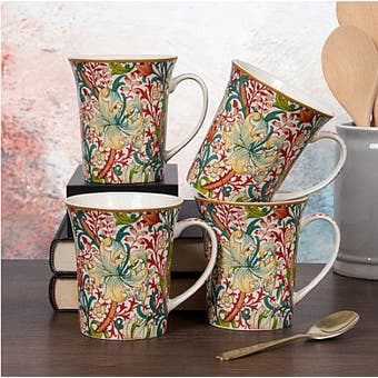 Golden Lily Mug - Set of 4