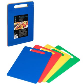 ChefAid Multi Colour Chopping Board Set – Pack of 4 Non-Slip Kitchen Cutting Boards