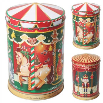 Metal Carousel-Shaped Cookie Tin – 400g Musical Biscuit Storage Tin with Lid