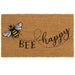 My Mat Coir Bee Happy Doormat 45cm x 75cm with Non-Slip PVC Backing for Indoor and Outdoor Use