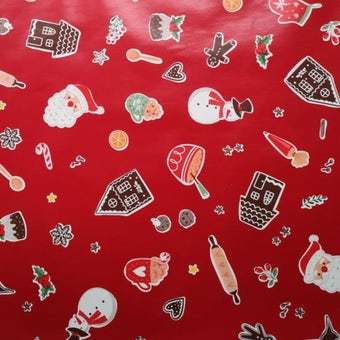Red Santa Sweets Christmas Oilcloth - Price per metre