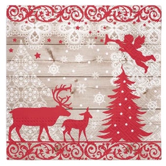 3-Ply Christmas Napkins – Reindeer, Tree and Angel Design 20 Pack I 33x33cm