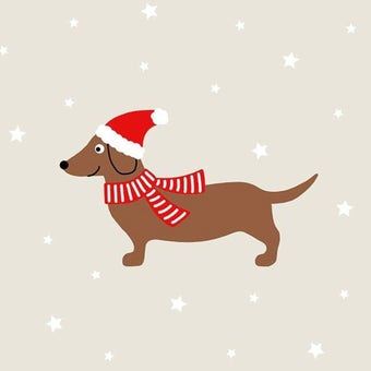 Christmas Dachshund Napkins – 25cm Festive Dog Design I 20 Pack