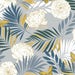 Navy & Gold Exotic Flowers Tablecloth - Price per Metre
