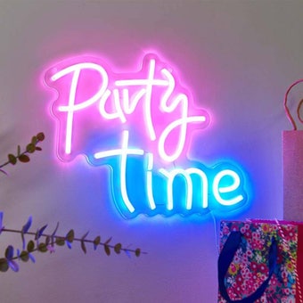 NeonEsque Party Time LED Neon Sign | USB Powered Low Voltage Wall Light