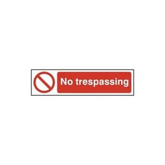 Self-Adhesive Red / White No Trespassing Sign - 200x50mm
