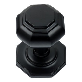 Octagonal Centre Door Knob - Matt Black