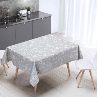 Oilcloth Grey & White Daisies - Price per metre