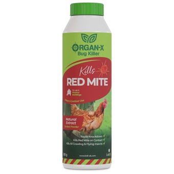 Organ-X Natural Red Mite Killer Powder with Pyrethrum for Poultry and Coop Protection 300g