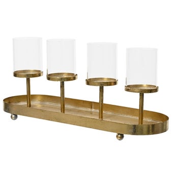 Oval Gold 4 Candle Holder