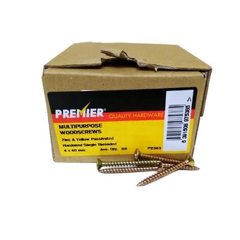 Premier Multipurpose ZYP Woodscrews 4.0 x 40mm - Box of 200