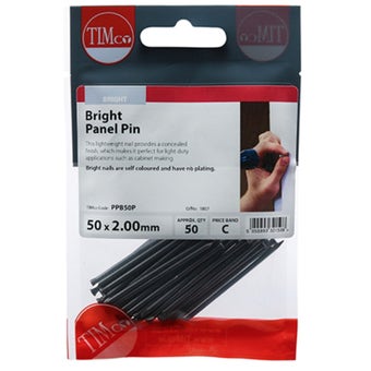 Timco Bright Panel Pins 50 x 2.0 mm – Lightweight Fixings for Precision Woodwork