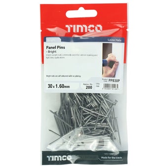 Timco Bright Panel Pins 30 x 1.6mm – Lightweight Fixings for Precision Woodwork