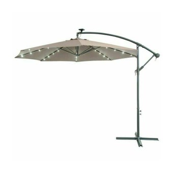Pagoda Over Hang Parasol with LEDs Beige 2.7m