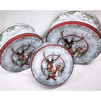 Pastry Tins with Reindeer Design - Set of 3