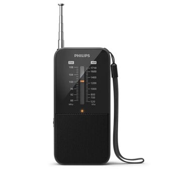 Philips Portable AM FM Radio – Compact Battery-Operated Analogue Tuner with Headphone Jack and Telescopic Antenna
