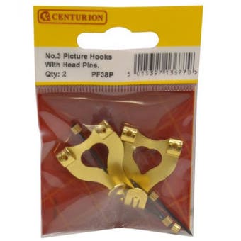 No 3 EB Double Picture Hooks with Knurled Pins (Pack of 2)