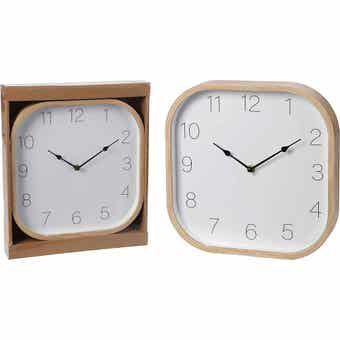 Pine Effect Square Clock - 30cm