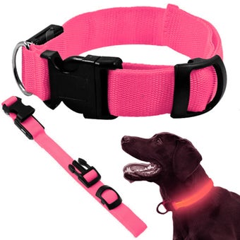 Pink LED Glow-in-the-dark Pet Collar