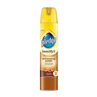 Pledge 5-in-1 Classic Wood Polish Spray 250ml – Multi-Surface Aerosol for Cleaning and Enhancing Natural Wood Finish