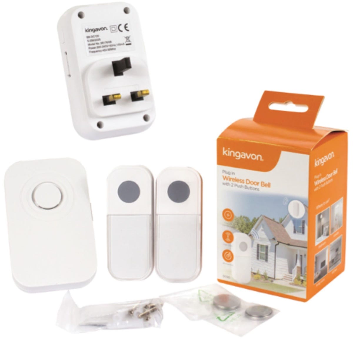 Kingavon Plug-In Wireless Door Bell with Two Push Buttons