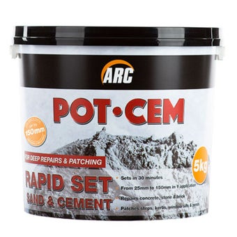 Pot-Cem Rapid Set Sand and Cement 30 Minute Setting Repair Mortar for Concrete Stone and Brick I 5kg