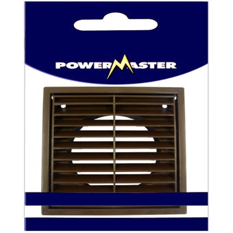 Powermaster 5 Inch Brown Fixed Louvre Vent – Weatherproof Static Air Vent Cover for Wall or Duct Ventilation