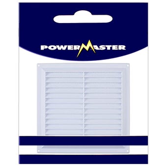 Powermaster 6 Inch Fixed Louvre Vent White Plastic Wall Grille for Interior and Exterior Airflow