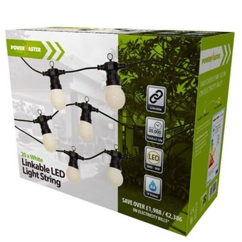 PowerMaster LED 20 White 3W Globe Festoon Lights – Linkable, Long-Lasting, IP44 Rated