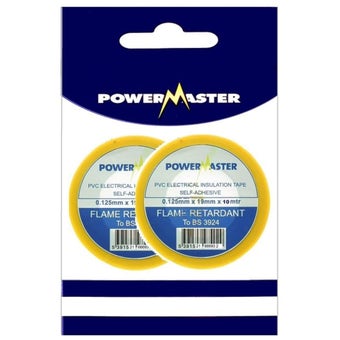 Powermaster Pvc Insulating Tape Yellow 10m 19mm - Pack 2