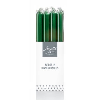 Premier 25cm Green Dinner Candles – Classic Elegance for Every Occasion - Pack of 12