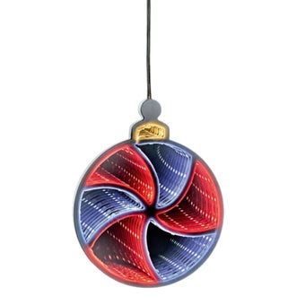 Premier 15cm Battery Operated Lit Bauble Mirror – Modern Blue and Red LED Christmas Decoration