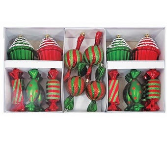 Premier 20-Piece Red, Green & White Candy Cane Christmas Decorations – Festive Tree & Display Set