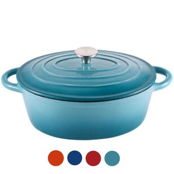 Steelex Teal Oval Cast Iron Casserole