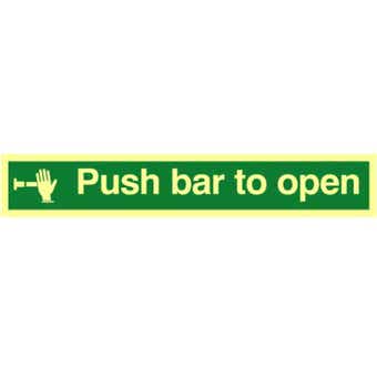 Push bar to open - Photoluminescent Sign (300 x 100mm)