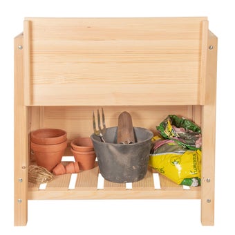 Raised Garden Bed with Storage Compartment for Balcony and Garden FSC Certified Pinewood, Easy to Maintain, Ideal for Small Gardens