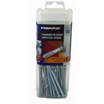 Rawlplug Hammer In Fixing & Screw 8 x 120mm - 10 Pack