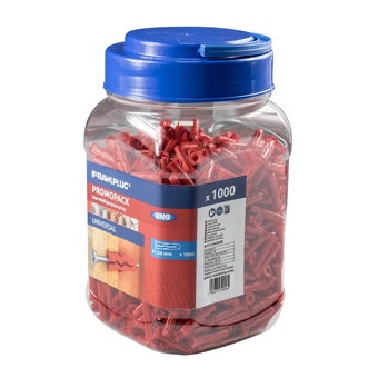 Rawlplug Uno Red 6mm Universal Wall Plugs for Brick, Block, Plasterboard and Stone – Pack of 1000 for Heavy-Duty Internal and External Fixings