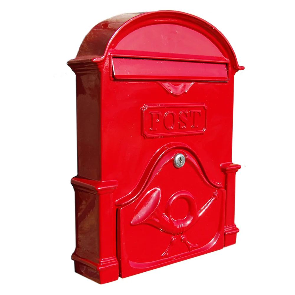 The Brosna Cast Aluminium Post Box - Slim Ruby Red
