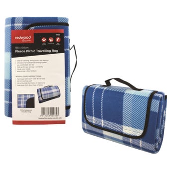 Redwood Fleece Waterproof Picnic Rug with Compact Fold and Carry Design – 135 x 105 cm Travel Blanket