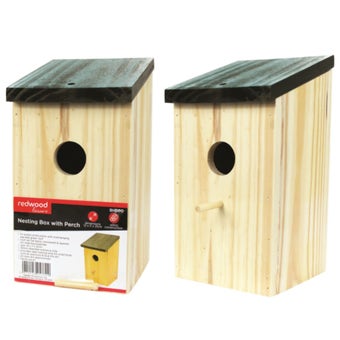 Redwood Nesting Box with Perch - 12 x 11 x 21cm