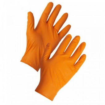 Reflexx Full Grip HD Nitrile Gloves Orange – Heavy Duty Industrial Protection with Diamond Grip Pattern