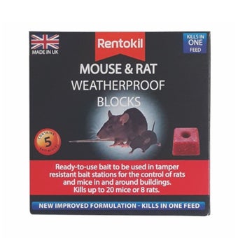 Rentokil Mouse & Rat Killer Weatherproof Blocks - 5 Blocks