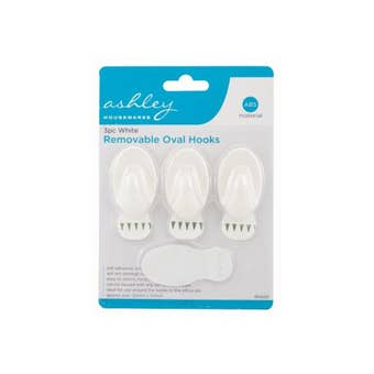 Ashley 3pc White Removable Oval Hooks