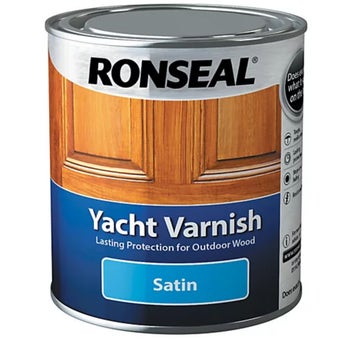 Ronseal Exterior Yacht Varnish Satin Clear 500ml – Durable UV and Weather Protection for Outdoor Wood
