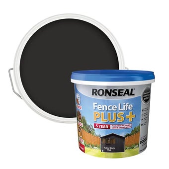 Ronseal Fence Life Plus Tudor Black Oak Matt Exterior Wood paint 5L