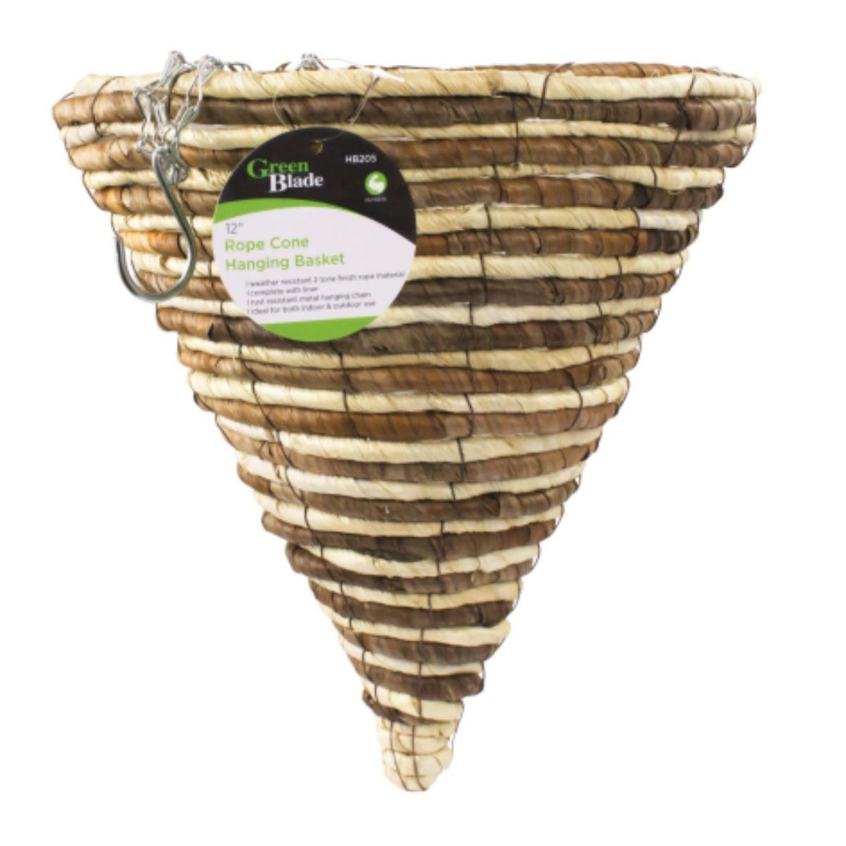 Green Blade Rope Cone Hanging Basket 12"