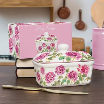Rose Garden Butter Dish