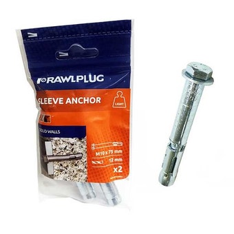 Rawlplug Sleeve Anchor - M10 x 75mm - Pack Of 2