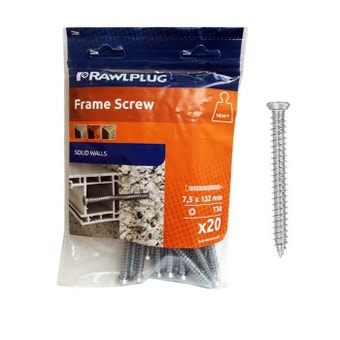 Rawlplug Solid Walls Frame Screw - 7.5 x 132mm - Pack Of 20